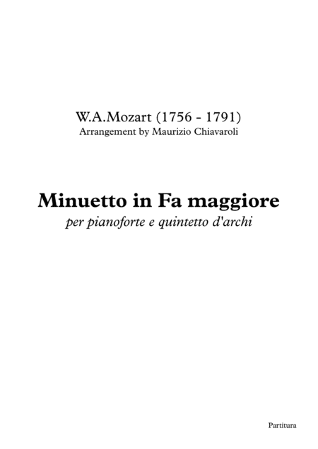 Free Sheet Music Minuetto In Fa Maggiore