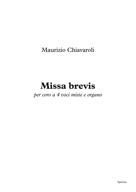 Missa Brevis Per Coro A 4 Voci Miste E Organo Sheet Music