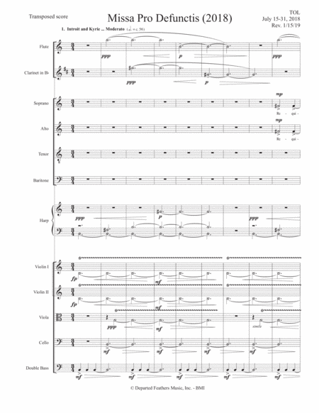 Missa Pro Defunctis 2018 For Satb Single Voices And Chamber Ensemble Sheet Music