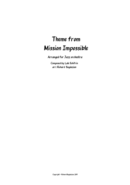 Mission Impossible Theme For Jazz Orchestra Sheet Music