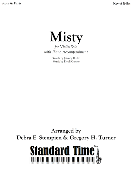 Free Sheet Music Misty For Violin Solo With Piano Accompaniment Erroll Garner Key Of E Flat