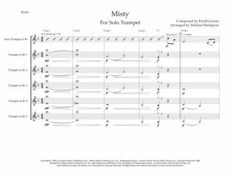 Misty Solo Flugelhorn And Trumpet Ensemble Sheet Music