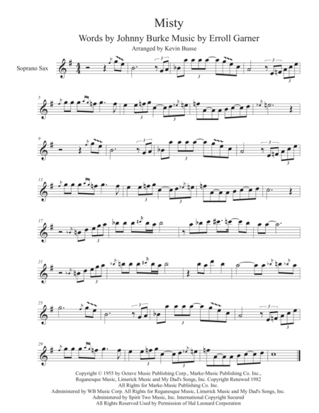 Misty Soprano Sax Solo Sheet Music