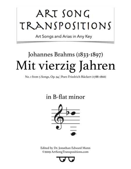 Free Sheet Music Mit Vierzig Jahren Op 94 No 1 Transposed To B Flat Minor