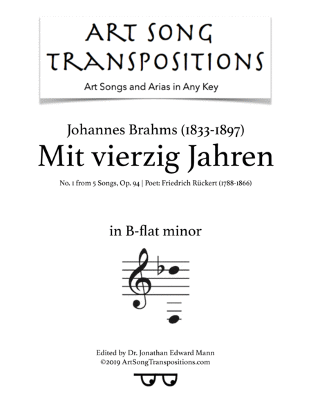 Mit Vierzig Jahren Op 94 No 1 Transposed To B Flat Minor Sheet Music