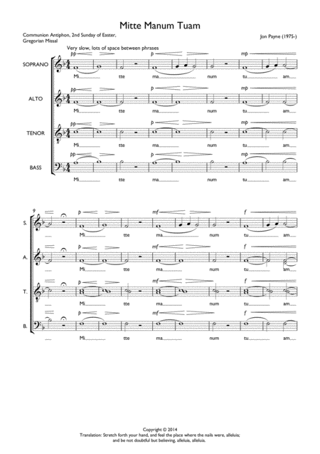 Mitte Manum Tuam Sheet Music