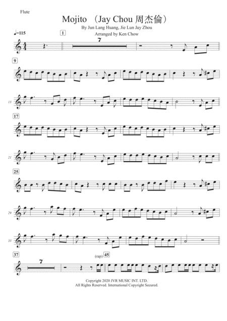 Mojito Jay Chou Flute Solo Transcription Original Key Sheet Music