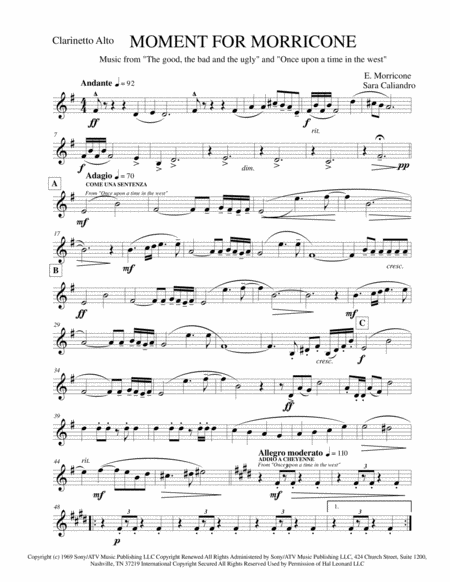Free Sheet Music Moment For Morricone