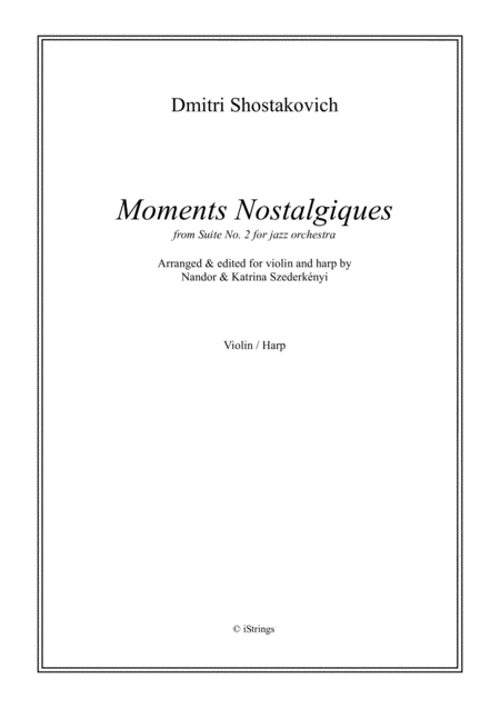 Moments Nostalgiques From Suite No 2 For Jazz Orchestra For Violin Harp Sheet Music