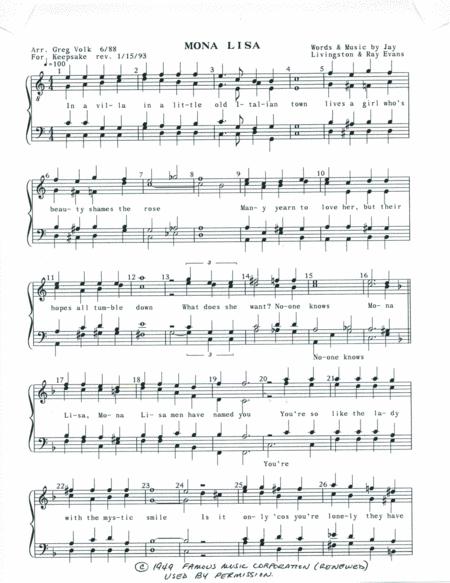 Mona Lisa Sheet Music