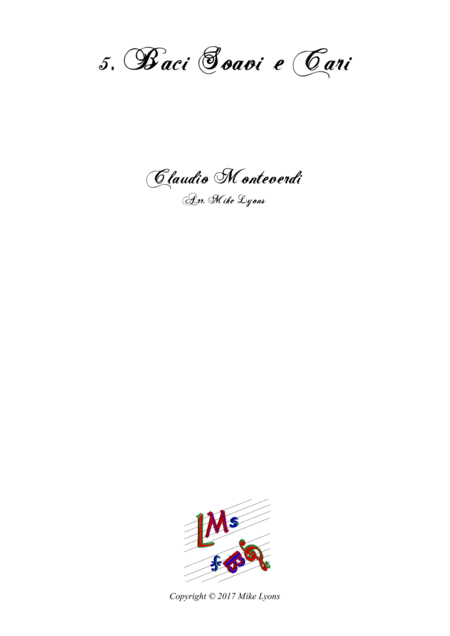 Free Sheet Music Monteverdi First Book Of Madrigals No 5 Baci Soavi E Cari