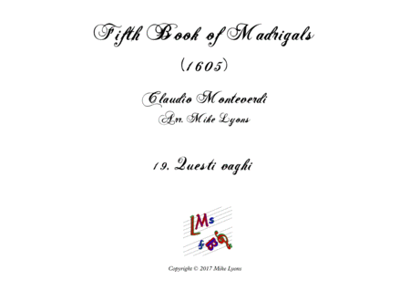 Free Sheet Music Monteverdi The Fifth Book Of Madrigals 1605 19 Questi Vaghi