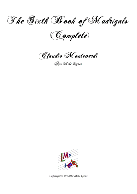 Free Sheet Music Monteverdi The Sixth Book Of Madrigals Complete