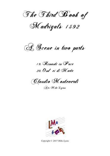 Free Sheet Music Monteverdi The Third Book Of Madrigals Scena No 3 In 2 Parts Nos 19 20