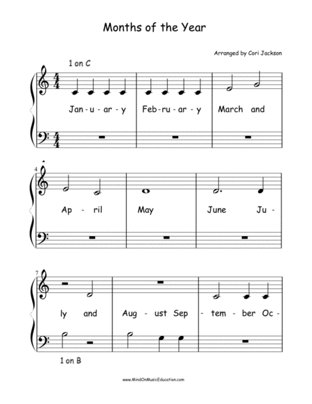 Free Sheet Music Months Of The Year