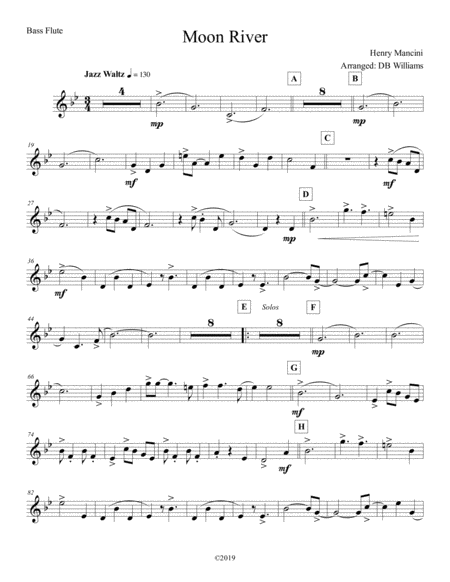 Moon River Bass Flute Sheet Music