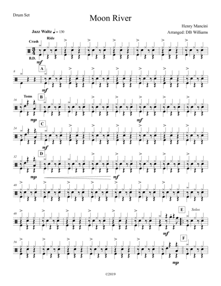 Moon River Drum Set Sheet Music