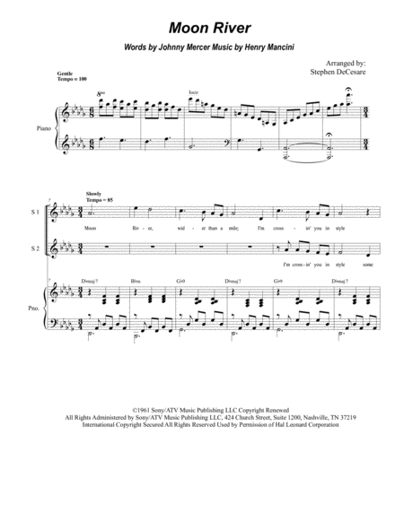 Moon River For Ssa Sheet Music