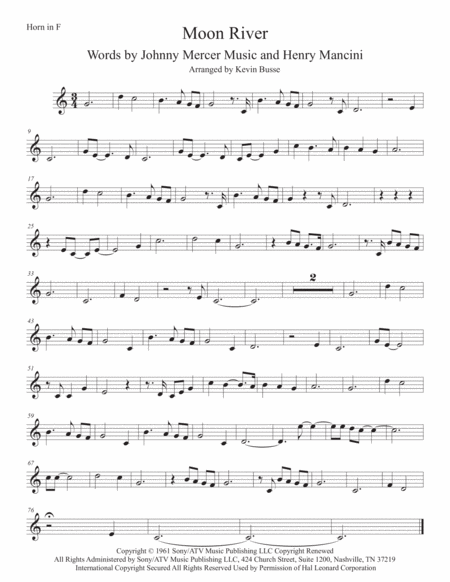 Moon River Horn In F Sheet Music