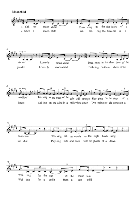 Moonchild Baritone Part Sheet Music