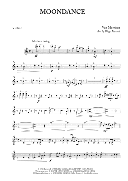 Free Sheet Music Moondance For String Quartet