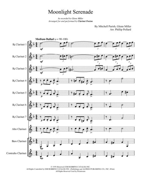 Moonlight Serenade For Clarinet Choir Sheet Music