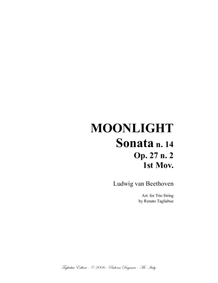 Free Sheet Music Moonlight Sonata For String Trio 1st Mov With Parts