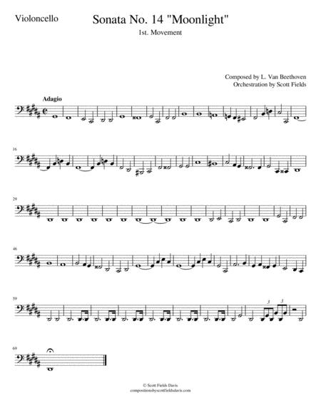 Free Sheet Music Moonlight Sonata Movement I For Orchestra Cello Part