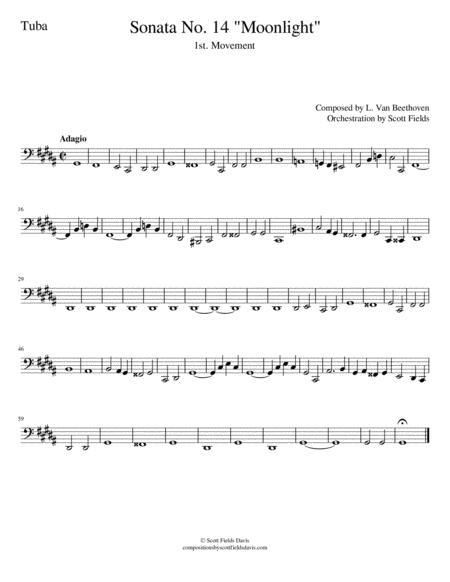 Free Sheet Music Moonlight Sonata Movement I For Orchestra Tuba Part
