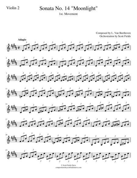 Moonlight Sonata Movement I For Orchestra Violin Ii Part Sheet Music