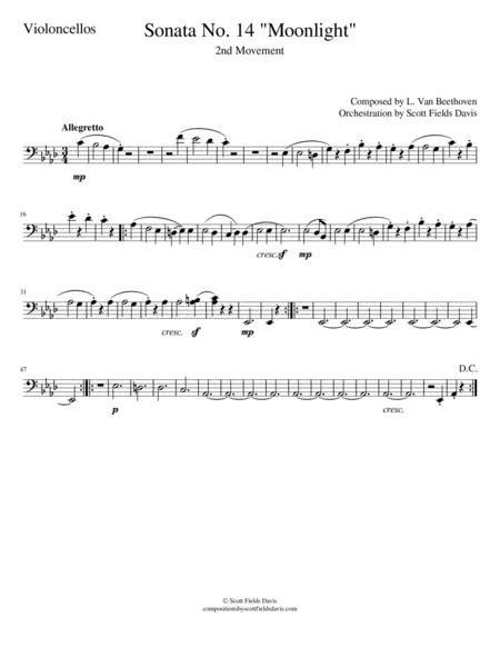 Moonlight Sonata Movement Ii For Orchestra Cello Part Sheet Music