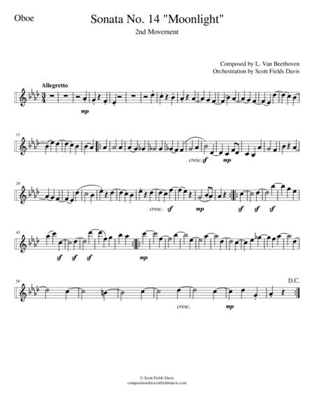 Moonlight Sonata Movement Ii For Orchestra Oboe Part Sheet Music