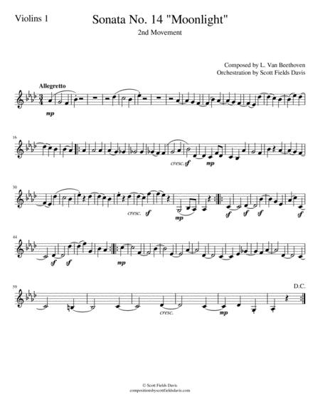 Free Sheet Music Moonlight Sonata Movement Ii For Orchestra Violin I Part