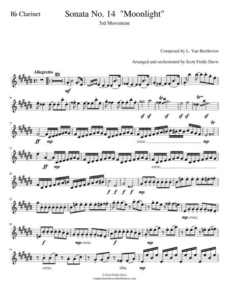 Moonlight Sonata Movement Iii For Orchestra B Flat Clarinet Part Sheet Music