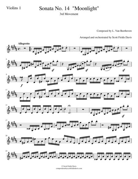 Free Sheet Music Moonlight Sonata Movement Iii For Orchestra Violin I Part