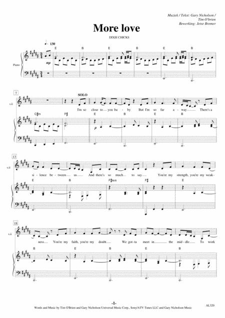 Free Sheet Music More Love Ssaa Solo Piano