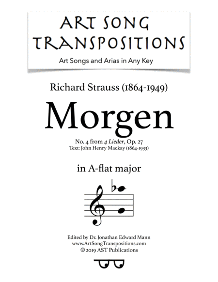 Morgen Op 27 No 4 A Flat Major Sheet Music