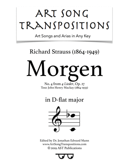 Morgen Op 27 No 4 D Flat Major Sheet Music