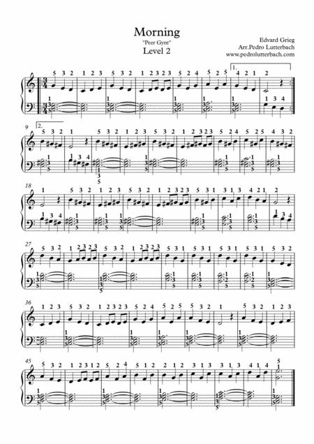 Free Sheet Music Morning From Peer Gynt Suite
