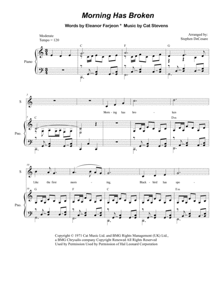 Free Sheet Music Morning Has Broken Duet For Soprano And Alto Solo