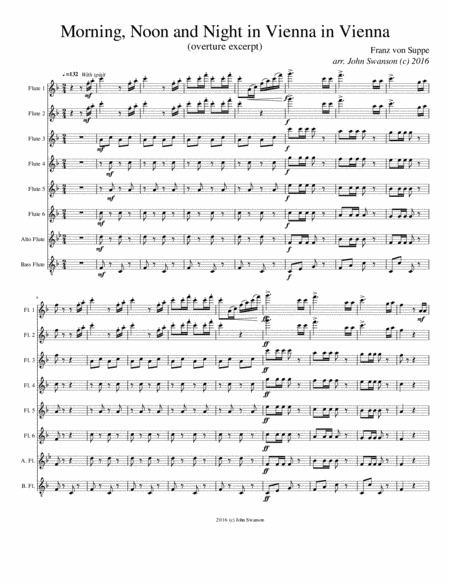 Free Sheet Music Morning Noon And Night In Vienna Overture Excerpt For Flute Choir