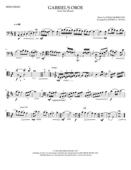 Free Sheet Music Morricone Gabriels Oboe For Solo Cello