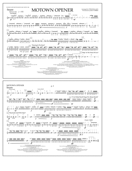 Free Sheet Music Motown Theme Show Opener Arr Tom Wallace Snare