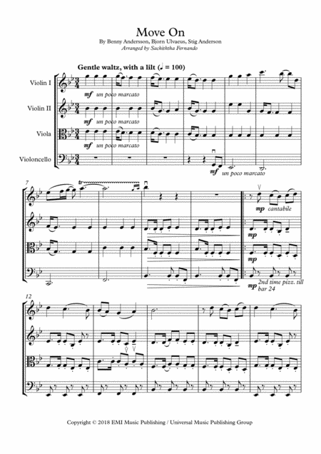 Free Sheet Music Move On String Quartet