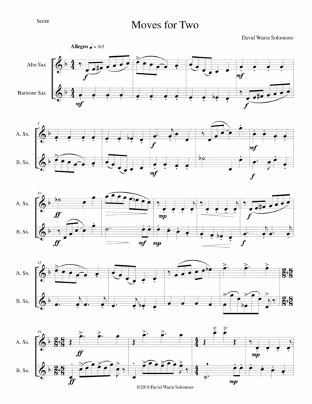 Moves For Two For Alto Saxophone And Baritone Saxophone Sheet Music