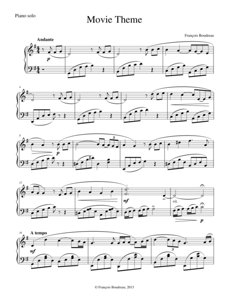 Movie Theme Sheet Music