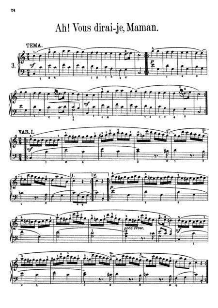 Mozart 12 Variations In C Major Ah Vous Dirai Je Maman K 265 Twinkle Twinkle Little Star Sheet Music