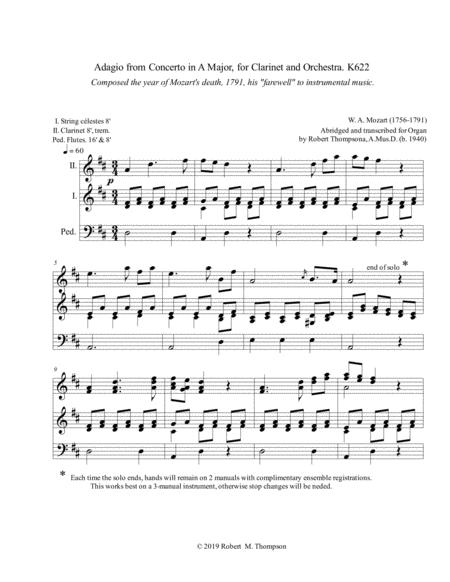 Free Sheet Music Mozart Adagio From Clarinet Concerto K622