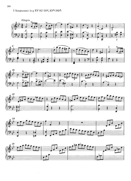 Mozart Allegro In G Minor K 312 590d Full Complete Version Sheet Music