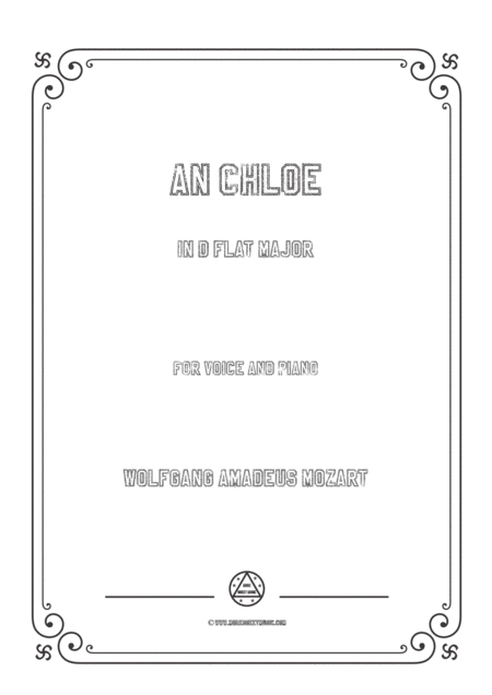 Free Sheet Music Mozart An Chloe In D Flat Major For Voice And Piano